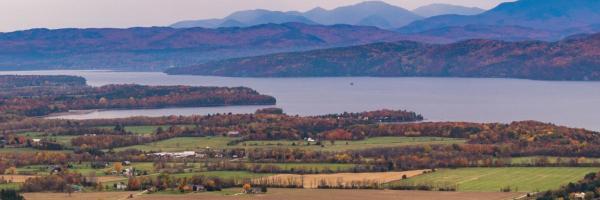 Lake Champlain and landscape viewed from Mount Philo